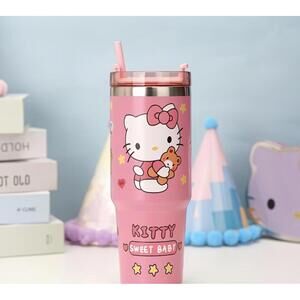Sanrio Hello Kitty Pink Sweet Baby Stainless Steel Travel Tumbler with Straw